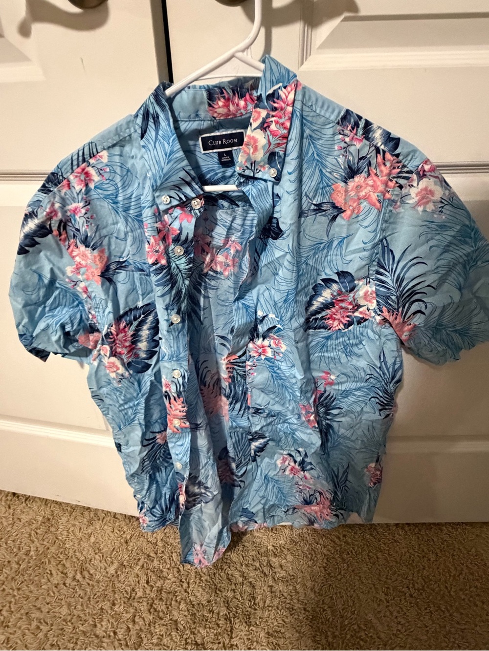 Club Room Light Blue Tropical Floral Button-Up Shirt